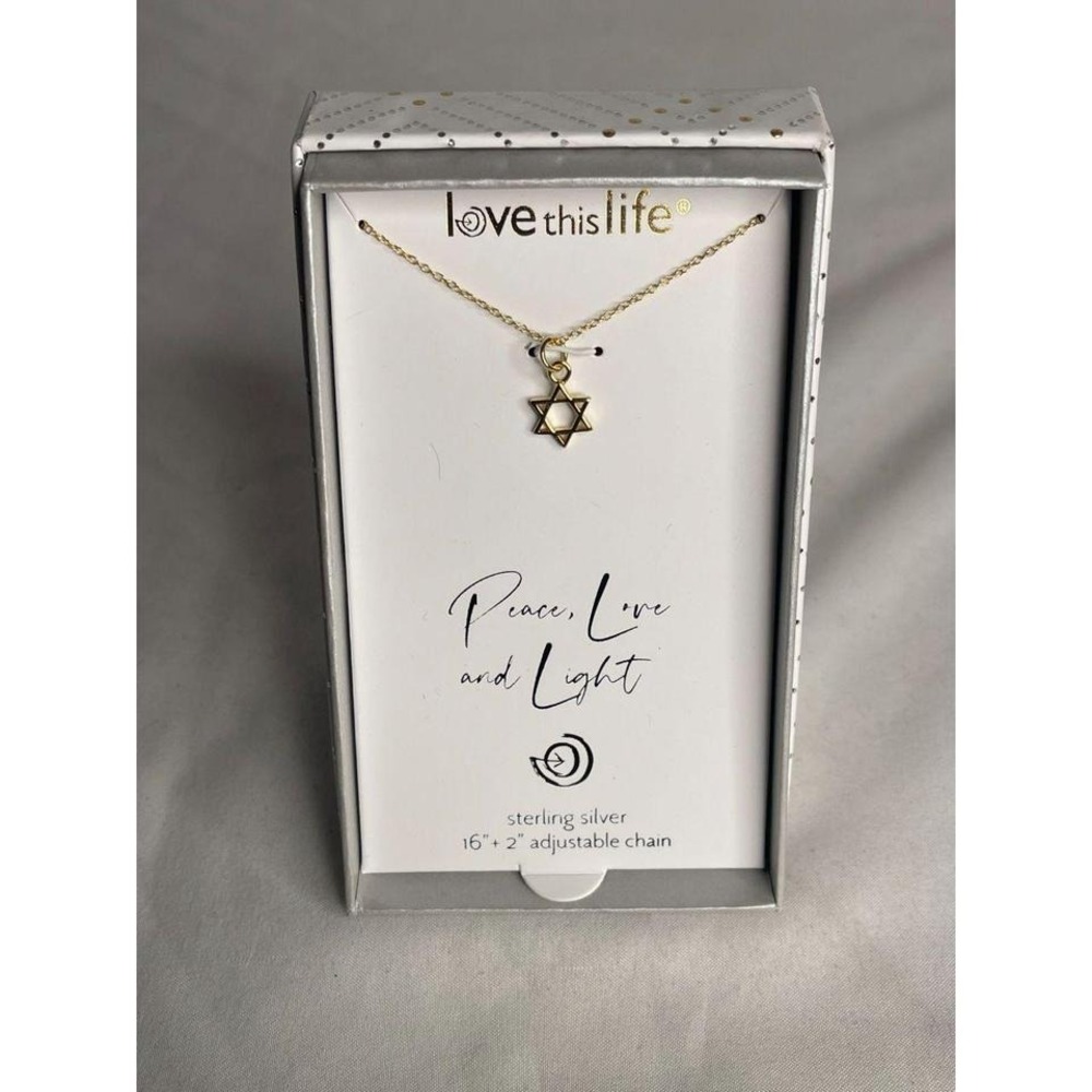 Love‎ This Life Sterling Silver Star of David Necklace Peace Love Light 16 Inch